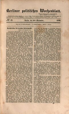 Berliner politisches Wochenblatt Samstag 29. September 1838