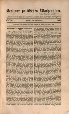 Berliner politisches Wochenblatt Samstag 6. Oktober 1838