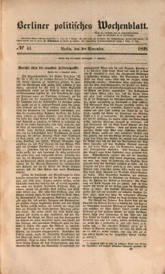 Berliner politisches Wochenblatt Samstag 3. November 1838