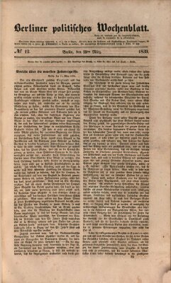 Berliner politisches Wochenblatt Samstag 23. März 1839