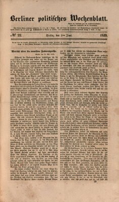 Berliner politisches Wochenblatt Samstag 1. Juni 1839