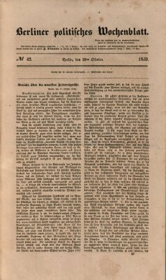 Berliner politisches Wochenblatt Samstag 19. Oktober 1839