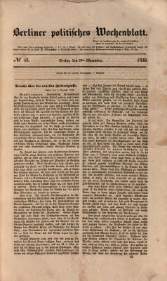 Berliner politisches Wochenblatt Samstag 9. November 1839