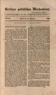 Berliner politisches Wochenblatt Samstag 16. November 1839