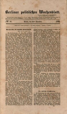 Berliner politisches Wochenblatt Samstag 21. Dezember 1839