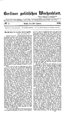 Berliner politisches Wochenblatt Samstag 18. Januar 1840