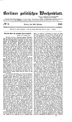 Berliner politisches Wochenblatt Samstag 29. Februar 1840