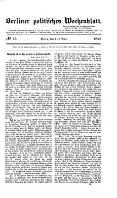 Berliner politisches Wochenblatt Samstag 11. April 1840