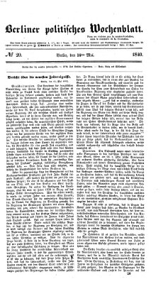 Berliner politisches Wochenblatt Samstag 16. Mai 1840