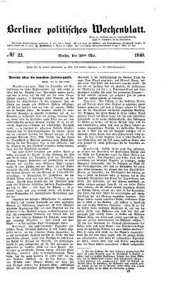 Berliner politisches Wochenblatt Samstag 30. Mai 1840