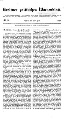 Berliner politisches Wochenblatt Samstag 27. Juni 1840