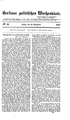 Berliner politisches Wochenblatt Samstag 5. September 1840