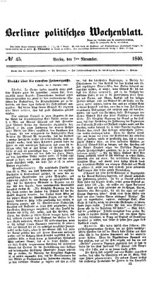 Berliner politisches Wochenblatt Samstag 7. November 1840