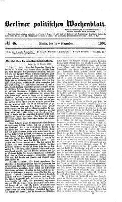 Berliner politisches Wochenblatt Samstag 14. November 1840