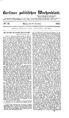 Berliner politisches Wochenblatt Samstag 5. Dezember 1840