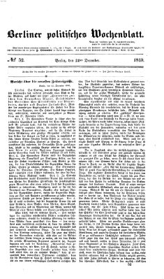 Berliner politisches Wochenblatt Donnerstag 24. Dezember 1840