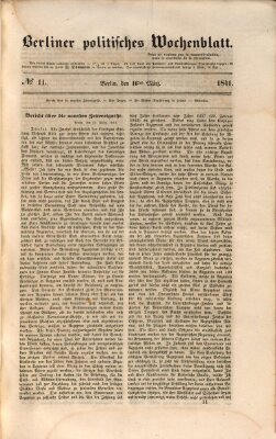 Berliner politisches Wochenblatt Dienstag 16. März 1841