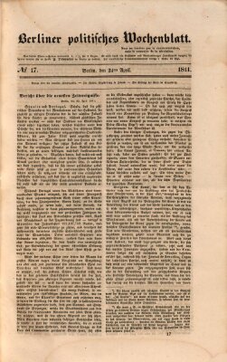 Berliner politisches Wochenblatt Samstag 24. April 1841