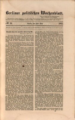 Berliner politisches Wochenblatt Samstag 22. Mai 1841