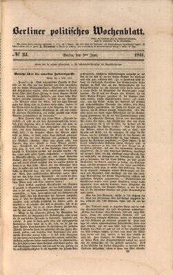 Berliner politisches Wochenblatt Samstag 5. Juni 1841