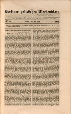 Berliner politisches Wochenblatt Samstag 19. Juni 1841