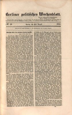 Berliner politisches Wochenblatt Samstag 28. August 1841