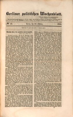 Berliner politisches Wochenblatt Samstag 9. Oktober 1841