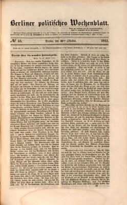 Berliner politisches Wochenblatt Samstag 30. Oktober 1841