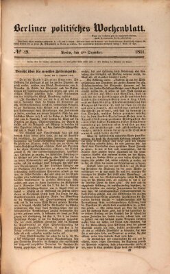 Berliner politisches Wochenblatt Samstag 4. Dezember 1841