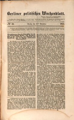 Berliner politisches Wochenblatt Freitag 31. Dezember 1841