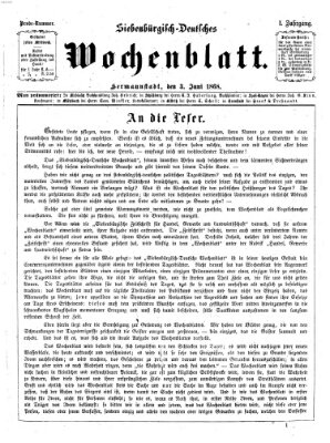 Siebenbürgisch-deutsches Wochenblatt Mittwoch 3. Juni 1868