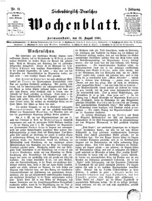 Siebenbürgisch-deutsches Wochenblatt Mittwoch 19. August 1868