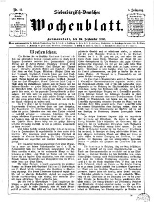 Siebenbürgisch-deutsches Wochenblatt Mittwoch 16. September 1868