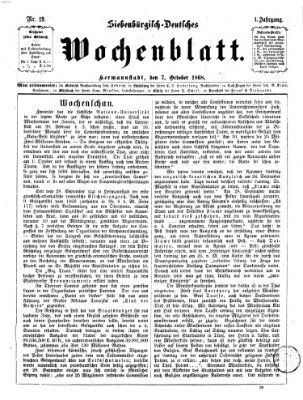 Siebenbürgisch-deutsches Wochenblatt Mittwoch 7. Oktober 1868