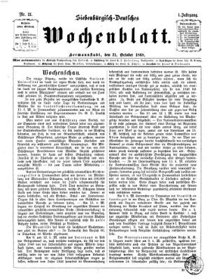 Siebenbürgisch-deutsches Wochenblatt Mittwoch 21. Oktober 1868