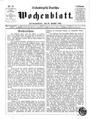 Siebenbürgisch-deutsches Wochenblatt Mittwoch 28. Oktober 1868