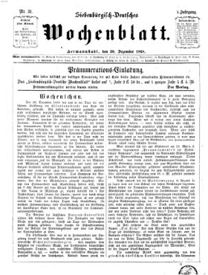 Siebenbürgisch-deutsches Wochenblatt Mittwoch 30. Dezember 1868