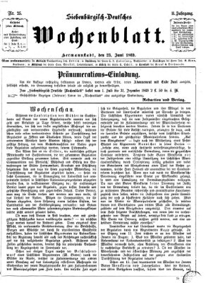 Siebenbürgisch-deutsches Wochenblatt Mittwoch 23. Juni 1869