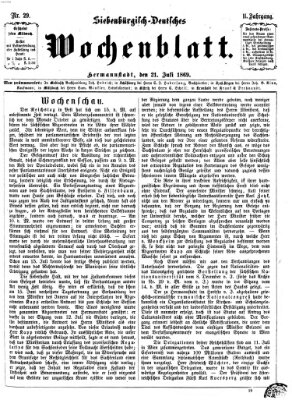 Siebenbürgisch-deutsches Wochenblatt Mittwoch 21. Juli 1869