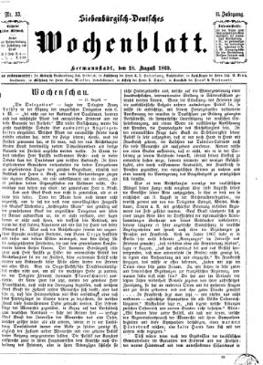 Siebenbürgisch-deutsches Wochenblatt Mittwoch 18. August 1869