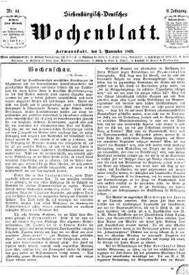 Siebenbürgisch-deutsches Wochenblatt Mittwoch 3. November 1869