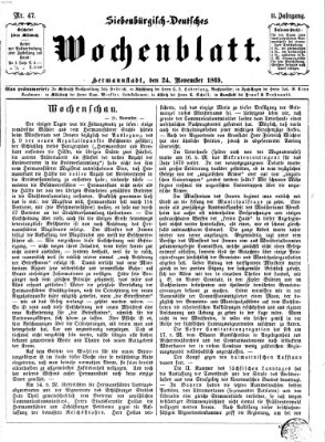 Siebenbürgisch-deutsches Wochenblatt Mittwoch 24. November 1869
