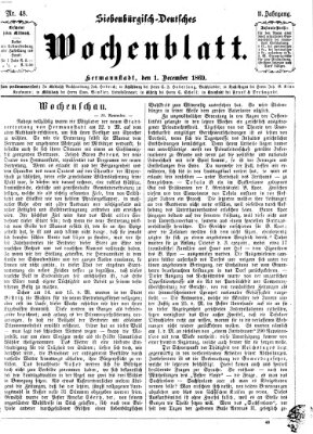 Siebenbürgisch-deutsches Wochenblatt Mittwoch 1. Dezember 1869