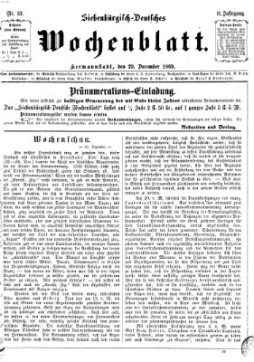 Siebenbürgisch-deutsches Wochenblatt Mittwoch 29. Dezember 1869