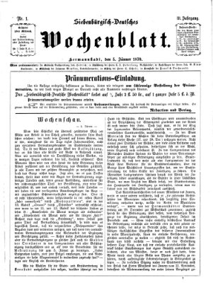 Siebenbürgisch-deutsches Wochenblatt Mittwoch 5. Januar 1870