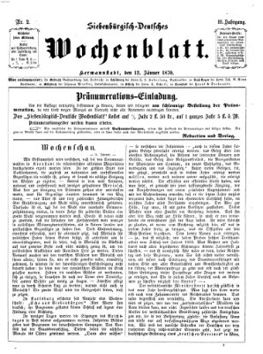 Siebenbürgisch-deutsches Wochenblatt Mittwoch 12. Januar 1870