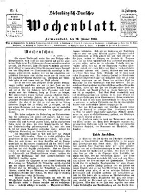 Siebenbürgisch-deutsches Wochenblatt Mittwoch 26. Januar 1870