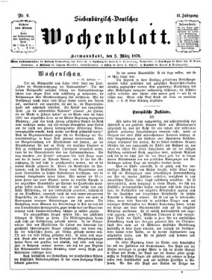 Siebenbürgisch-deutsches Wochenblatt Mittwoch 2. März 1870