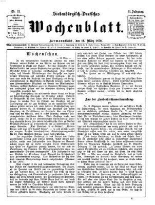 Siebenbürgisch-deutsches Wochenblatt Mittwoch 16. März 1870