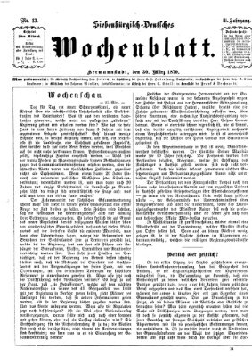 Siebenbürgisch-deutsches Wochenblatt Mittwoch 30. März 1870